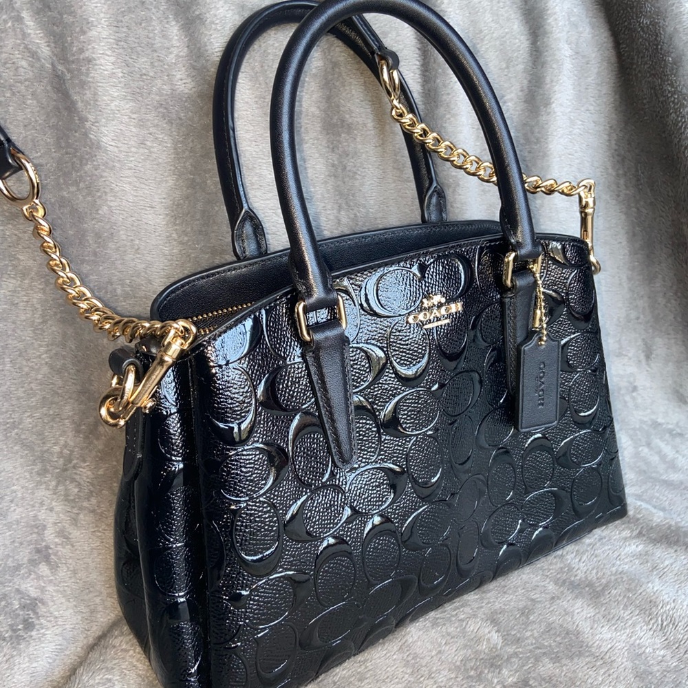 NEW black coach purse w/ gold crossbody chain